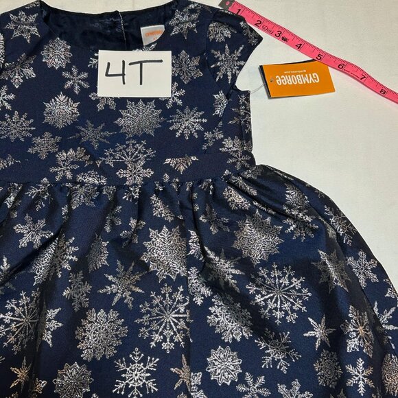 Gymboree Girls Blue Silver Snowflake Short Cap Sleeves Dress NWT Silent Night - Picture 12 of 13